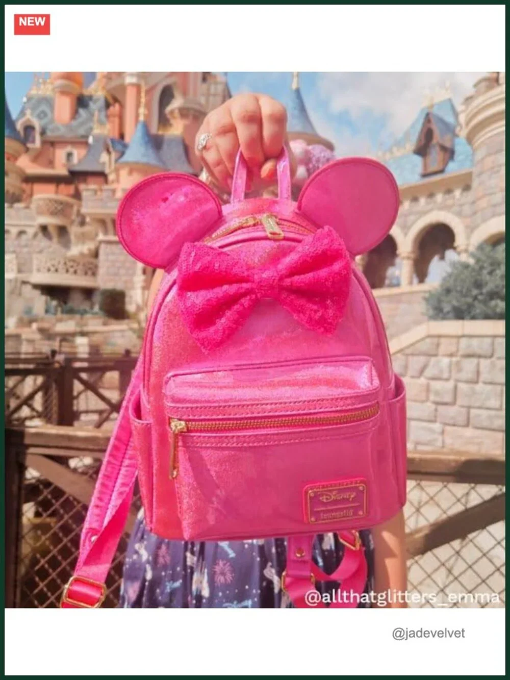 Loungefly Disney Minnie Mouse Glitter Faux Leather Double Strap Shoulder Bag